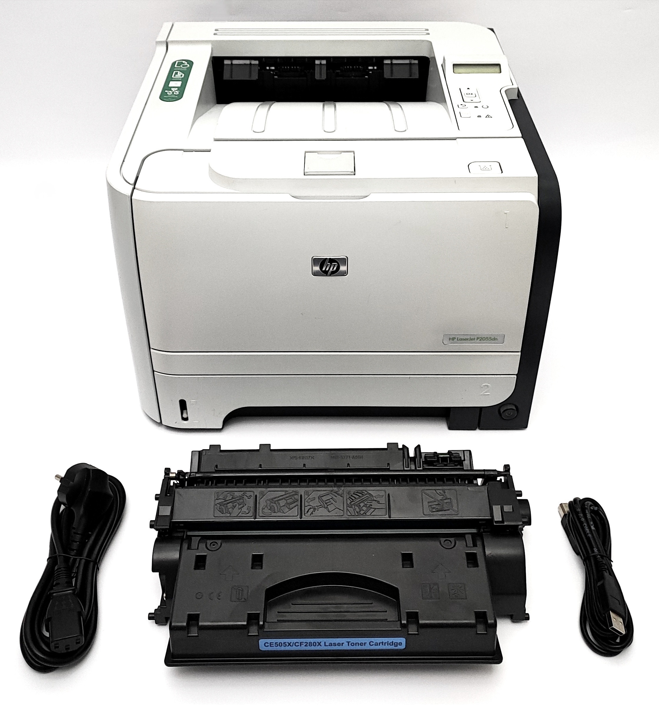 HP LJ P2055DN (od 150K), toner 100%, kable, NOWY toner CE505X 6000 str.