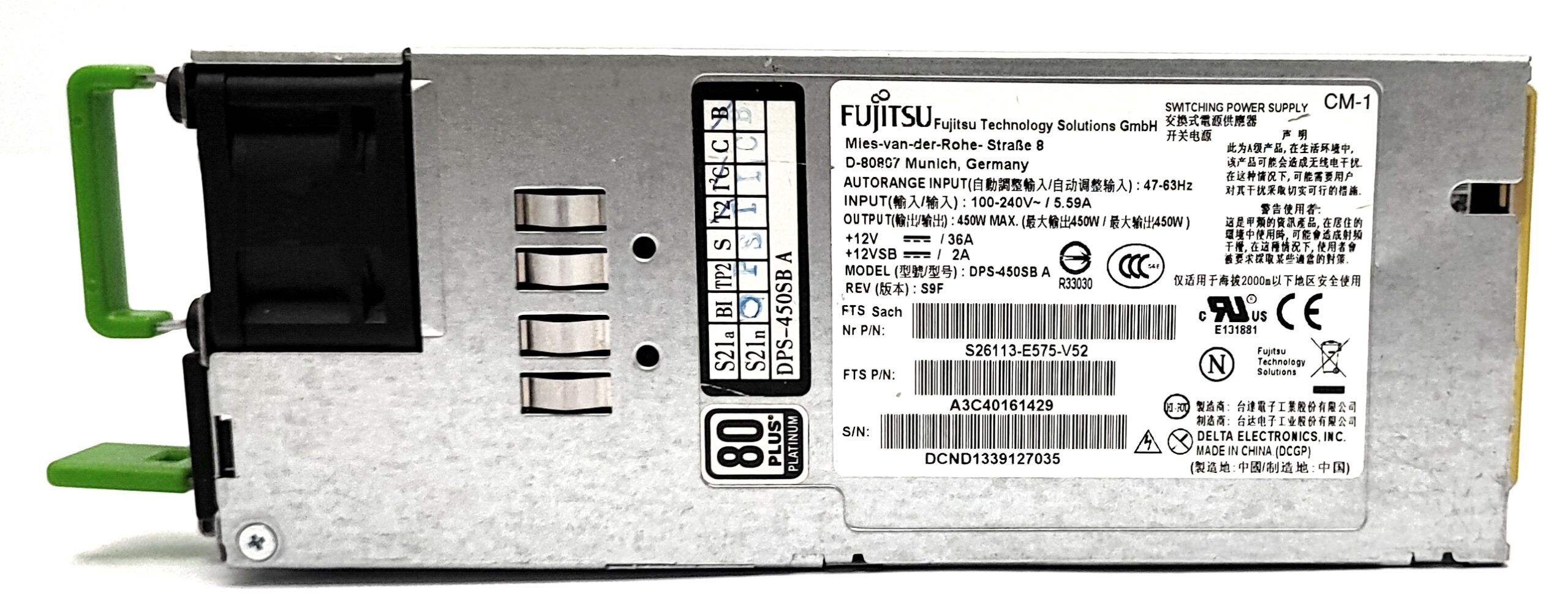 Oryg. zasilacz Fujitsu, S26113-E575-V52, A3C40161429, DPS-450SB, 450W - obrazek 2